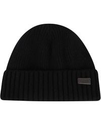 Barbour - Schwarze Wollmischung Beanie Mütze - Lyst