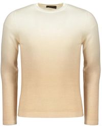 Moorer - Truien & Vesten ,Wol Geribbeld Wolblend T-Shirt Met Vervaagd Verfeffect - Lyst