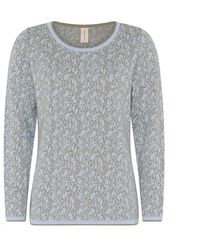 Skovhuus - Blauer jacquard-strickpullover - Lyst