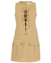 Chloé - Lace-up Pinafore Dress In Cotton Satin - Lyst