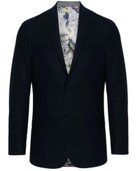 Etro - Blaue Jacquard-Blazer Mit Geometrischem Motiv - Lyst