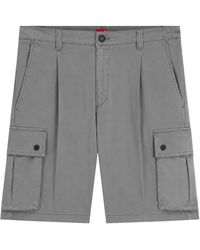 HUGO - Korte Broeken ,Grijs ,Katoen Bermuda Cargo Shorts - Lyst