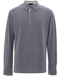 Corneliani - Tops ,Blauw ,Katoen Polo Shirt Met Lange Mouwen - Lyst