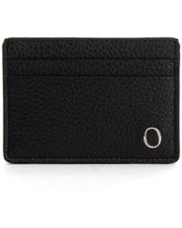 Orciani - Accessoires ,Zwart ,Leer Zwarte Leren Kaarthouder Portemonnee - Lyst