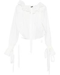 Ann Demeulemeester - Weiße Bluse Mit Gerüschtem Ausschnitt Und Langen Ärmeln - Lyst