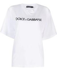 Dolce & Gabbana - T-shirt in cotone con stampa logo - Lyst