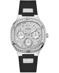 Guess - Schwarze Silikon Quarz Analoguhr Mit Doppelkalender - Lyst