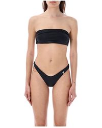 The Attico - Lycra bandeau bikini wet look - Lyst