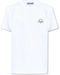 Moschino - T-shirt mit gesticktem logo - Lyst