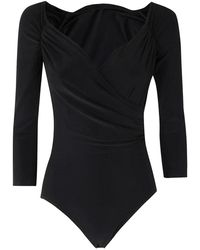 Norma Kamali - Tops ,Zwart ,Leer Off Shoulder Sweatheart Bodysuit - Lyst