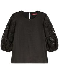 Max Mara - Overhemden ,Zwart ,Leer Top - Lyst