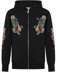 Philipp Plein - Hoodies & Sweatvesten ,Zwart ,Katoen Zip Hoodie Tattoo Patches - Lyst