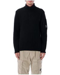 C.P. Company - Truien & Vesten ,Zwart ,Wol Lambswool Grs Half Zip Sweater - Lyst