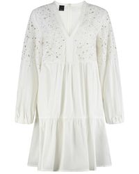 Pinko - Katoenen Mini-Jurk Met Broderie Anglaise - Lyst