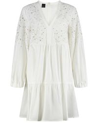 Pinko - Katoenen Mini-Jurk Met Broderie Anglaise - Lyst