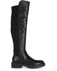Guess - Leder- und stretchstoffstiefel mit logo-plakette - Lyst