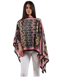 Missoni - Jassen ,Veelkleurig ,Zijden Fantasie Patroon Poncho - Lyst