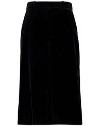 Saint Laurent - Velours Vintage Katoenen Midi Rok - Lyst