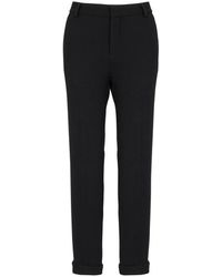 Balmain - Broeken ,Zwart ,Wol Crepe Straight-Leg Broeken - Lyst