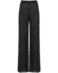 Kangra - Pantalones de lino y cachemira negros con cintura elástica - Lyst