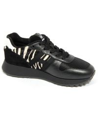 Hogan - Schoenen ,Zwart ,Leer Leren/Bont Sneaker Met Cavallino Inzetstukken - Lyst