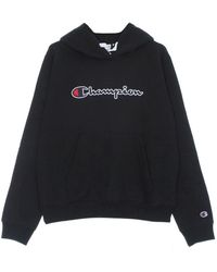 Champion - Hoodies & Sweatvesten ,Zwart ,Katoen Zwarte Hoodie Met Kangoeroezak - Lyst
