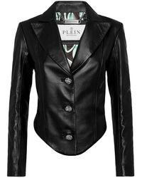 Philipp Plein - Jassen ,Zwart ,Leer Vintage Leather Blazer Ls Flame - Lyst