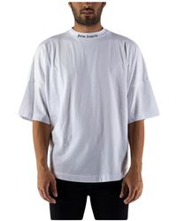 Palm Angels - Maglietta bianca oversize collo rotondo - Lyst