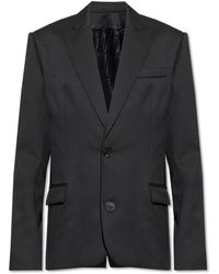 Balmain - Jassen ,Zwart ,Wol Wollen Blazer Met Gesloten Revers - Lyst