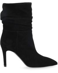 Via Roma 15 - Schwarzer wildleder stiefelette mit absatz - Lyst