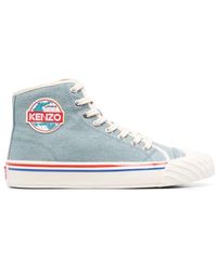 KENZO - Logo-patch high-top sneakers - Lyst