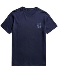 Fay - T-shirt blu in cotone con logo - Lyst