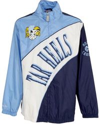 Mitchell & Ness - Jassen ,Veelkleurig ,Polyester Retro Windbreaker Met North Carolina Tar Heels Logo - Lyst