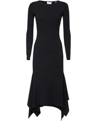 St. John - Kleedjes ,Zwart ,Polyester Gebreide Lange Jurk - Lyst