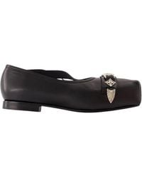 Toga - Schoenen ,Zwart ,Zwarte Leren Ballerina Slip-On Schoenen - Lyst