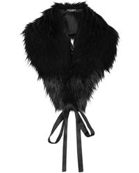 Dolce & Gabbana - Sciarpa nera in pelliccia sintetica con chiusura a nastro - Lyst