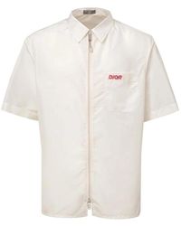 Dior - Overhemden ,Wit ,Polyester Klassieke Witte Polyester Button-Up Shirt - Lyst