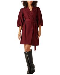 Notre-v - Kleedjes ,Rood ,Wol Bordeaux Rode Mini Jurk Nv-Gina - Lyst