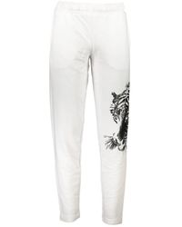 Roberto Cavalli - Broeken ,Wit ,Sportieve Witte Herenbroek Met Elastische Taille - Lyst