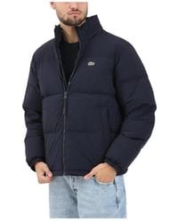 Lacoste - Jassen ,Blauw ,Leer Blouson Jacket - Lyst