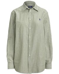 Ralph Lauren - Klassiek Passend Gestreept Katoen-Linnen Shirt - Lyst