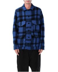 Junya Watanabe - Woll-Arbeitsjacke Blau Schwarz Kariert - Lyst