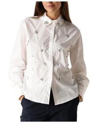 Summum - Weiße Popeline-Bluse Mit Diamanten - Lyst