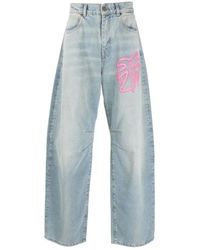 Palm Angels - Graffiti-print wide-leg jeans - Lyst