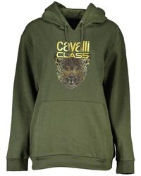 Roberto Cavalli - Hoodies & Sweatvesten ,Groen ,Groene Hoodie Met Logoprint - Lyst