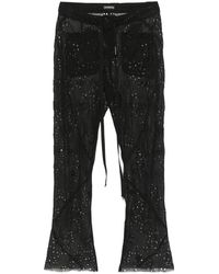 Ann Demeulemeester - Zwarte Broek Met Trekkoord En Knoopsluiting - Lyst
