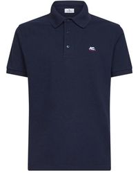 Etro - Tops ,Blauw ,Katoen Piqué Polo Shirt Van Katoen Met Pegaso-Borduursel - Lyst