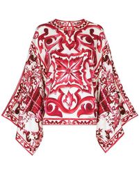 Dolce & Gabbana - Charmuse Blouse In Majolica Print - Lyst