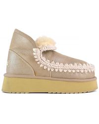 Mou - Schoenen ,Geel ,Wol Mini Eskimo Platform Boot - Lyst