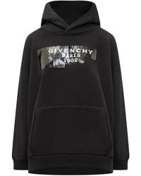 Givenchy - Hoodie Sweatshirt Van Fleece Met Tapeprint - Lyst